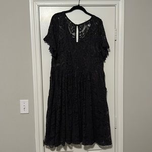 Torrid 2X NWT dark grey lace dress with inner slip